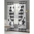 thumbnail image 4 of Farm Animals Sheer Curtains 2 Panels Set Star Hen White Wood Striped Black Plaid Sheer Window Curtains Light Filtering Rod Pocket Voile Drapes for Bedroom Living Room 52"X84", 4 of 8