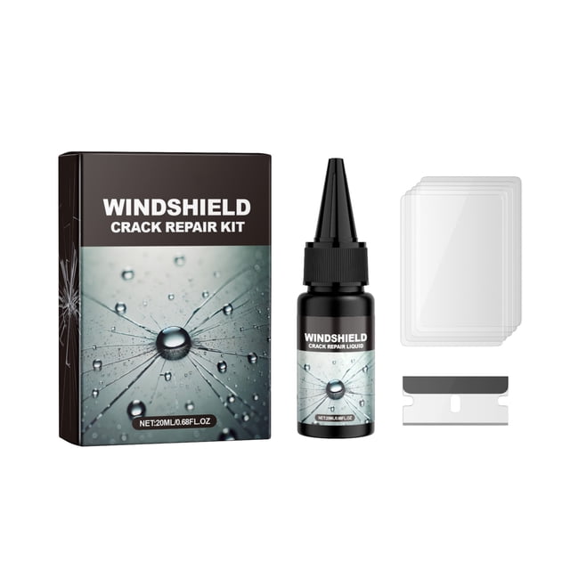 Less Than 5 Repair Agent Car Windshield Crack Kit Easy To Use Car Glass Kit for Chips and Cracks Automobile Window Glass Resin Scratch Remover Tool Quick and Easy (20ml)