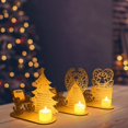 thumbnail image 3 of Wooden Ornament Christmas Heart-warming Delicate Home Decor Memory Candle Holder, 3 of 12