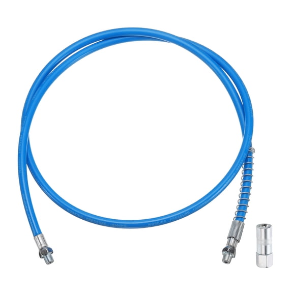 Uxcell Grease Gun Hose Kit 59" 10000 PSI Spring Flex High Pressure with Grease Gun Coupler 1/8 NPT Threads Blue