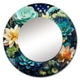 thumbnail image 2 of Designart "Teal Succulent Charm" Succulent Rund Mirror For Wall Decor - Large Teal Round Print Mirror - Round Traditional Mirror 23" x 23" Inch - Wall Mounted Round Large Mirror, 2 of 5