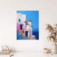 thumbnail image 4 of Italian Daydream Abstract Oil Painting Blue Pink Orange Summer Holiday Destination Unframed Wall Art Print Poster Home Decor Premium, 4 of 5