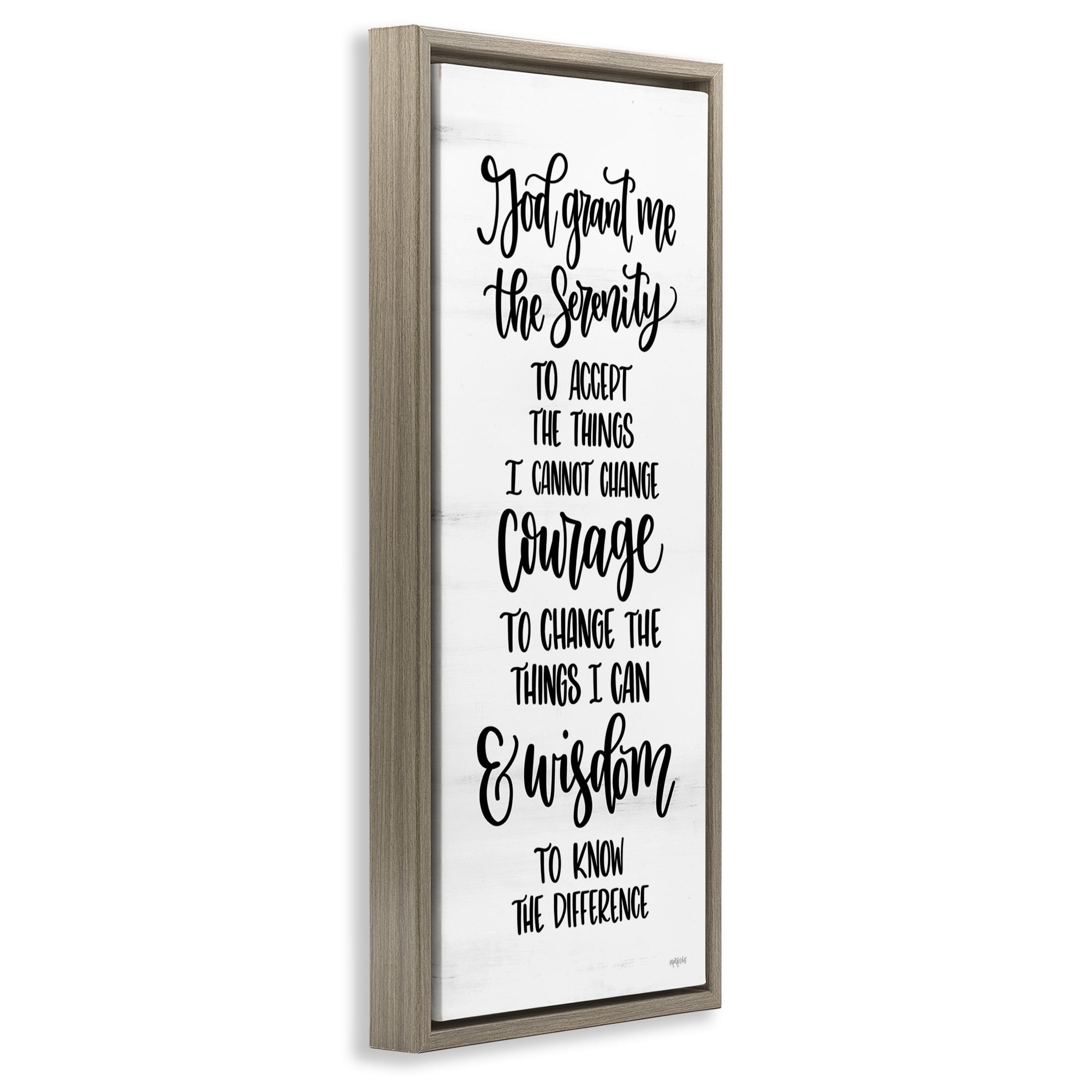 Stupell Industries Religious Serenity Courage & Wisdom Religious Painting Brown Floater Framed Canvas Art Print Wall Art, 15 x 31