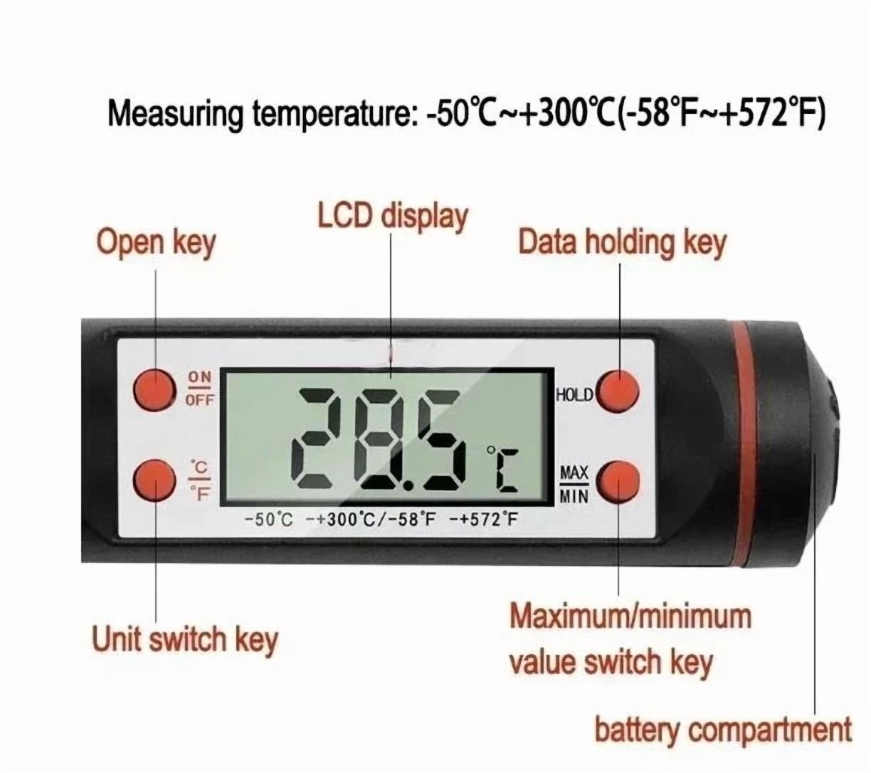 2Packs Instant Read Digital Meat Thermometer Bbq Grill Smoker For Food Cooking