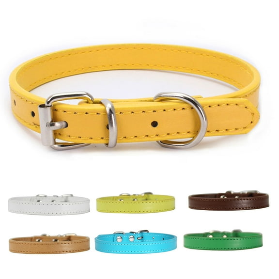 SPRING PARK Dog Cat Puppy Strap Walking Traction Faux Leather Neck Collar Adjustable 7 Colours Pet Supplies