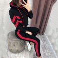 thumbnail image 2 of Girls Trousers Ladies Fashion Hooded Long Sleeve Color Block Sportswear Casual Suit Set, 2 of 7