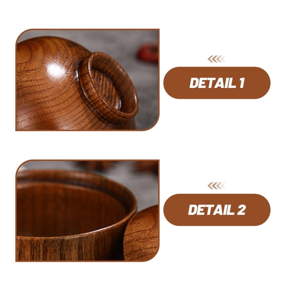WEUVEB Wooden Salad Serving Bowl with Lid Brown Wood Soup and Rice Bowl for Home