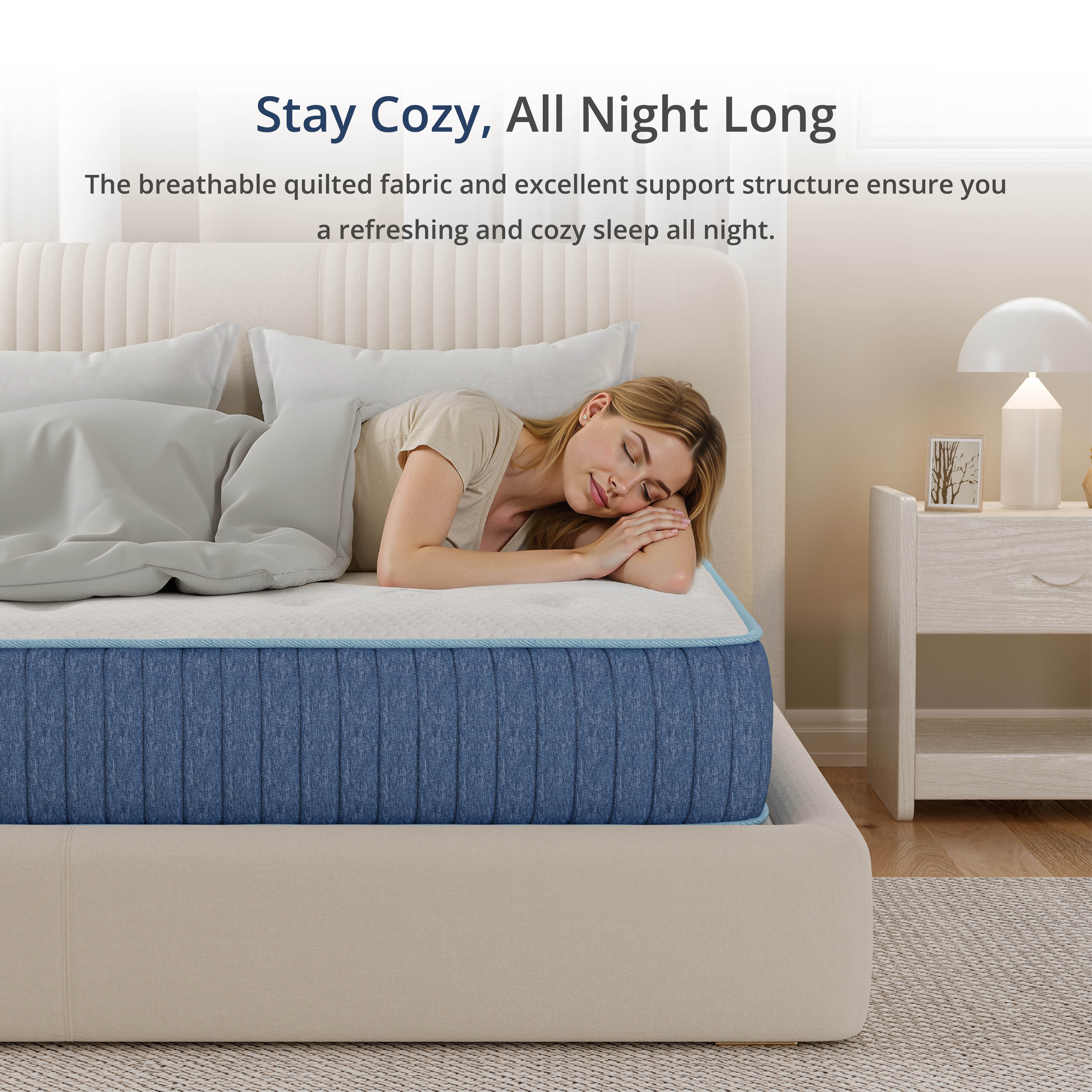 EGOHOME ChillWeave Queen Mattress, 10" Hybrid Mattress in a Box, Medium
