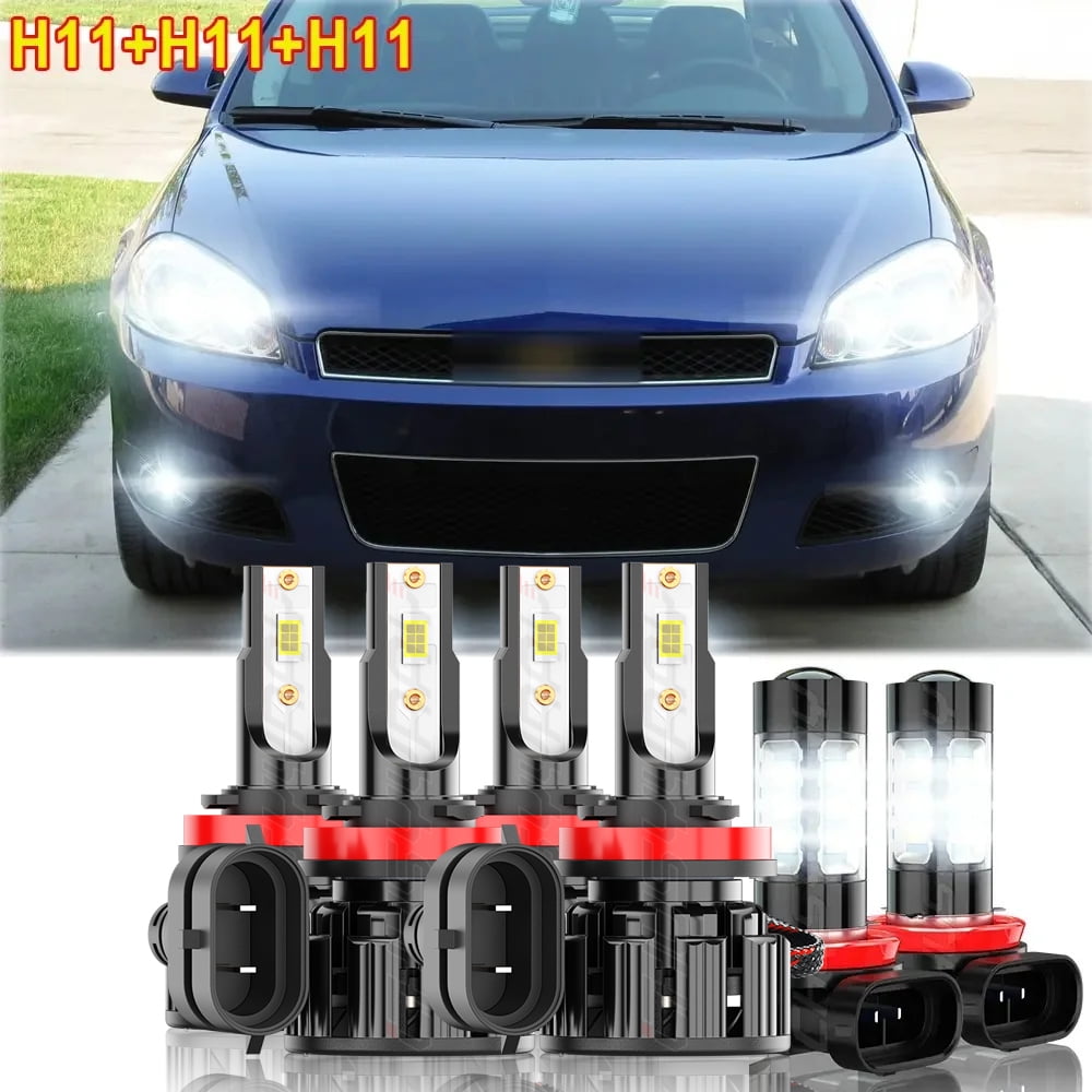 H11 LED Headlight Bulbs For Chevrolet Impala 2006-2013 - 20000LM 800% Brighter 6000K White