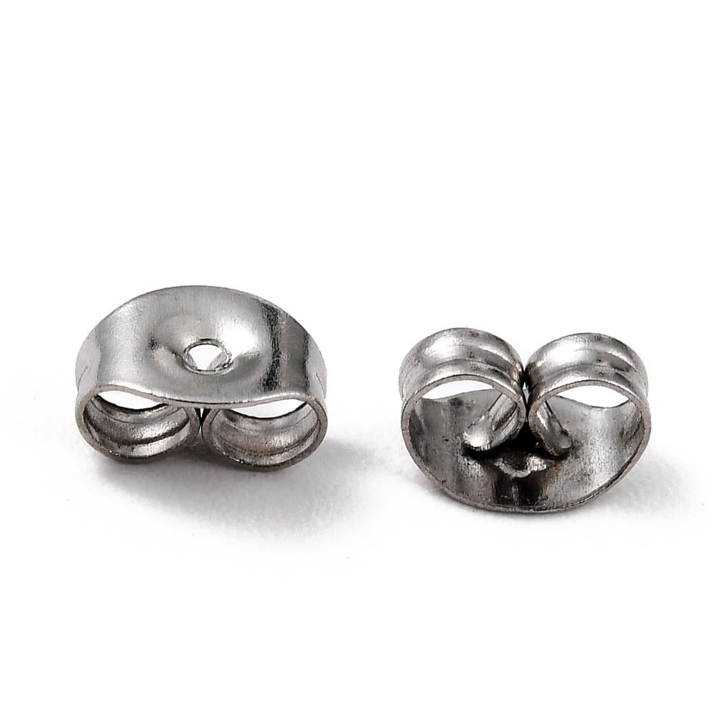 Resistant 304 Stainless Steel Ear Nuts Butterfly Earring Backs for Post Earrings Stainless Steel color 6x4.5x3mm Hole: 0.8mm