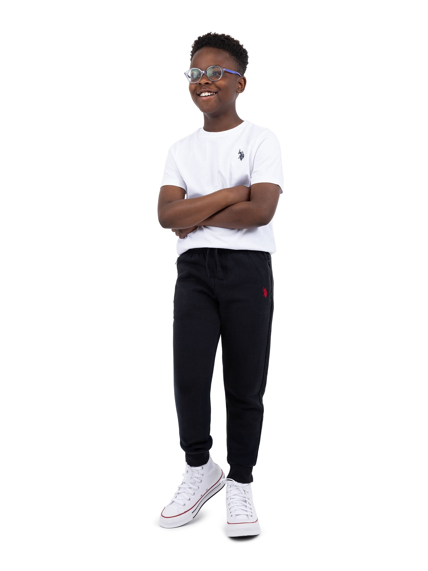 U.S. Polo Assn. Boys Fleece Jogger Pant Zip Pocket, Sizes 4-18