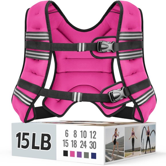 Chaleco pesado Zeerun de 6,8 kg para mujeres y hombres de 15 libras, color rosa