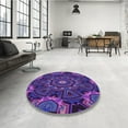 thumbnail image 4 of Ahgly Company Machine Washable Indoor Square Transitional Purple Iris Purple Area Rugs, 8' Square, 4 of 7