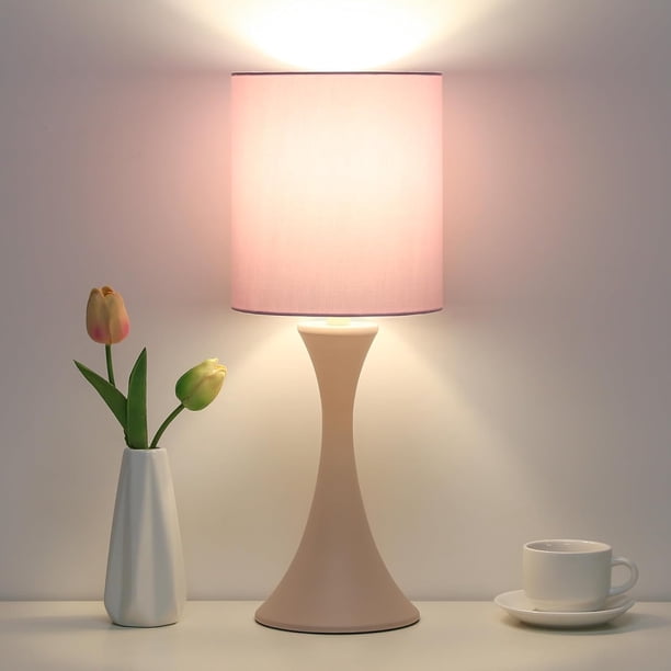 Lámpara de mesa con táctil de 3 vías, lámpara de mesita de noche regulable con base de metal, moderna lámpara de mesita de noche elegante con pantalla gris, lámpara de mesa auxiliar simple