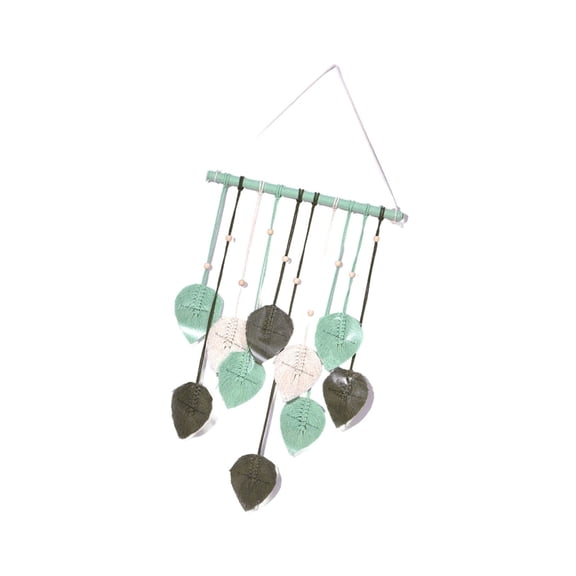 Weave Leaf Shape Tassels Tapestry Macrames Wall Hanging Backdrops Ornament for Home Decors Living Room and Bedroom