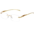 thumbnail image 3 of Gafas de sol Piscom Vintage sin montura, rectangulares, doradas y transparentes, 3 of 8