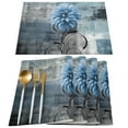 thumbnail image 2 of Dahlia Oil Painting Abstract Texture Plant Flower Blue Table Runner Home Wedding Table Mat Centerpieces Decor Dining Tablecloth, 2 of 6