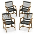 thumbnail image 1 of Gymax Patio 4PCS Acacia Wood Dining Chairs All-Weather Rope Woven Armchairs Outdoor, 1 of 9