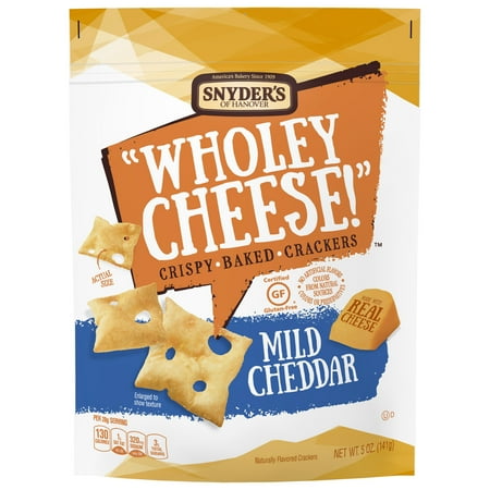 - Snyder's of Hanover Wholey Cheese! Mild Cheddar Gluten Free Baked Cheese Crackers, 5 Oz
