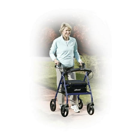 Drive Medical Rollator Rolling Walker with 6" Wheels, Fold Up Removable Back Support and Padded Seat, Blue