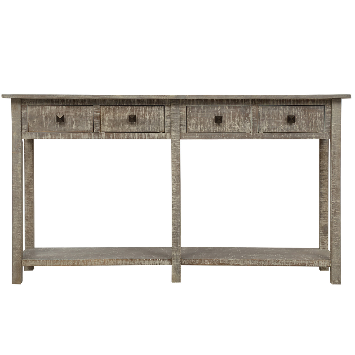 59'' x 15'' x 33'' Tall Console Table with 4 Drawers and Bottom Shelf