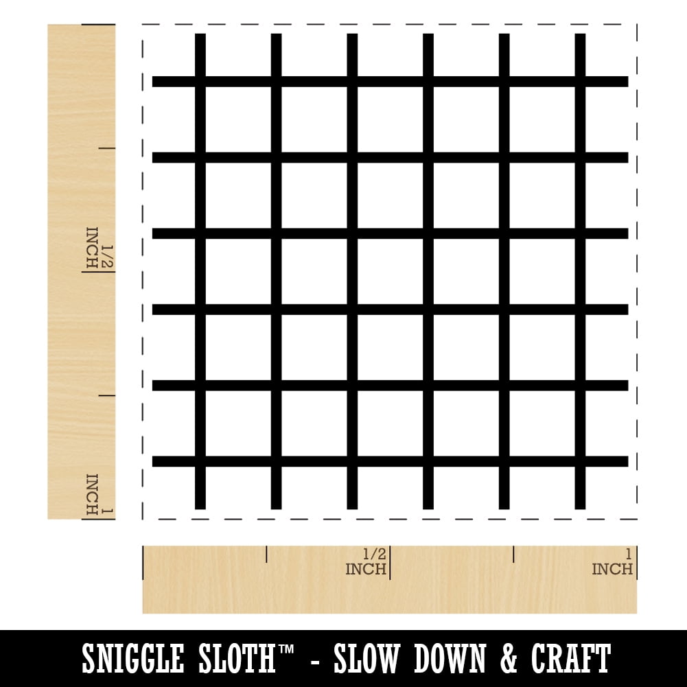 Grid Lines Self-Inking Rubber Stamp Ink Stamper - Brown Ink - Small 1 Inch