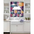 thumbnail image 3 of Shabby Abstract Swag Kitchen Curtains Sets for Windows 24 Inch Length, Geometric Artwork Painting Short Window Curtain Panels Swags Valances and Tiers 3 Piece Set for Cafe/Dining Room, 3 of 5