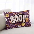 thumbnail image 2 of Purple Halloween Throw Pillow Cover 20 x 26 Inch Decorative Pillow Cover Cute Ghost Pumpkin Skull Bat Wizard Hat Lumbar Pillowcase Seasonal Rectangle Cushion Case for Couch Sofa Bed Living Room, 2 of 7