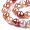 thumbnail image 3 of 3Strand Electroplate Natural Agate Beads Strands Dyed Faceted Pearl Luster Plated Round Dark Salmon 10.5mm Hole: 1.2mm 36~37pcs/strand 14.37 inch~14.57 inch(36.5cm~37cm), 3 of 3