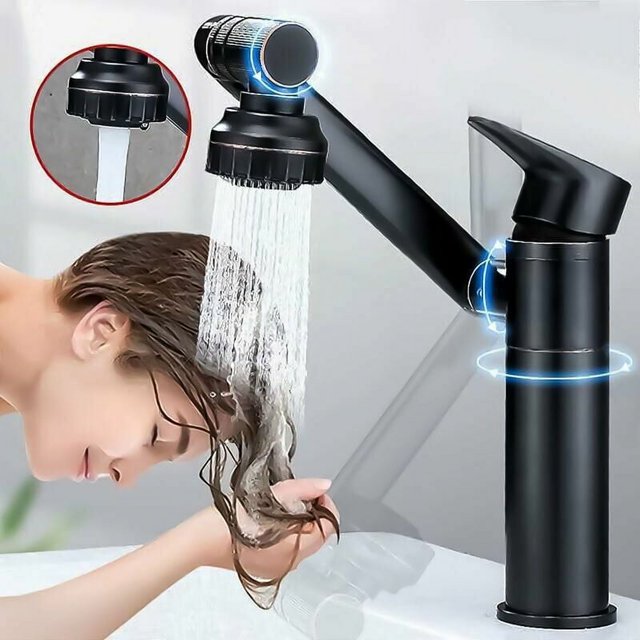 Grifo de baño innovador, de acero inoxidable con brazo robótico y dos modos de agua, flujo en cascada ultra amplio para una experiencia de agua inigualable