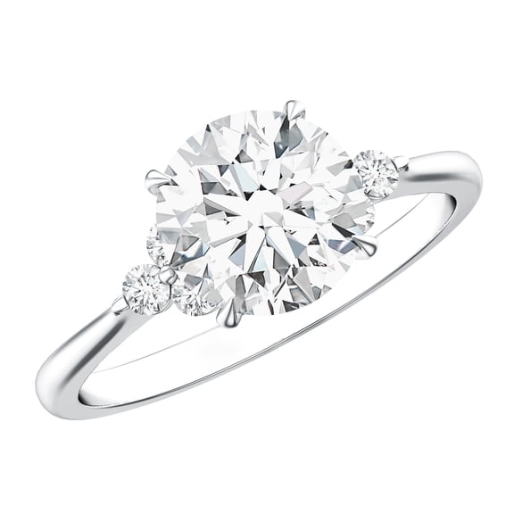 Rosec Jewels Certified Lab Grown Diamond Engagement Ring with Accent - EF-VS Quality - 2 Carat Diamond Ring for Women, 925 Sterling Silver, US 4.00