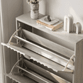 thumbnail image 5 of Shoe Cabinet with 2 Flip Drawers, Fluted Shoe Storage Cabinet for Entryway, Free Standing Shoe Storage Organizer with Wave Doors for Heels, Boots, Slippers in Hallway, Living Room, Grey 96888, 5 of 6