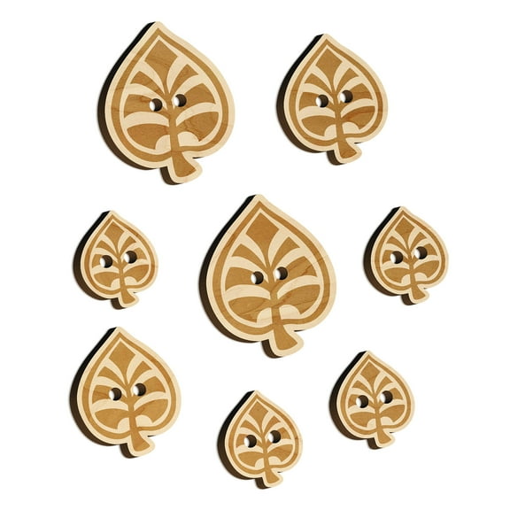 Intricate Leaf Design Wood Buttons for Crochet Knitting Sewing DIY Craft - 1.00 Inch Medium (7pcs)