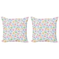 thumbnail image 1 of Ambesonne Fish Throw Pillow Cover 2 Pack, Doodle Fish Happy Aquarium, 18", Multicolor, 1 of 2