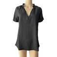 thumbnail image 1 of Dinheiro Camisas de mujer con cuello en V y manga corta de algodón, camisetas básicas, 2XL,, 1 of 7