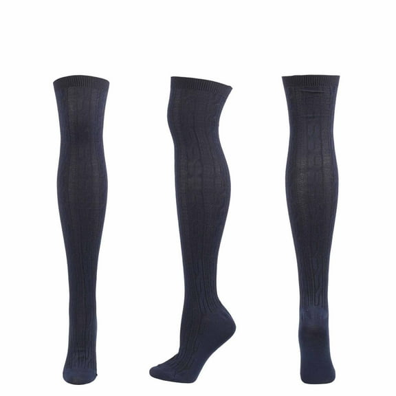 Babysbule Socks for Women Winter Women Striped Solid Color Cotton Knit Over-the-knee Stockings