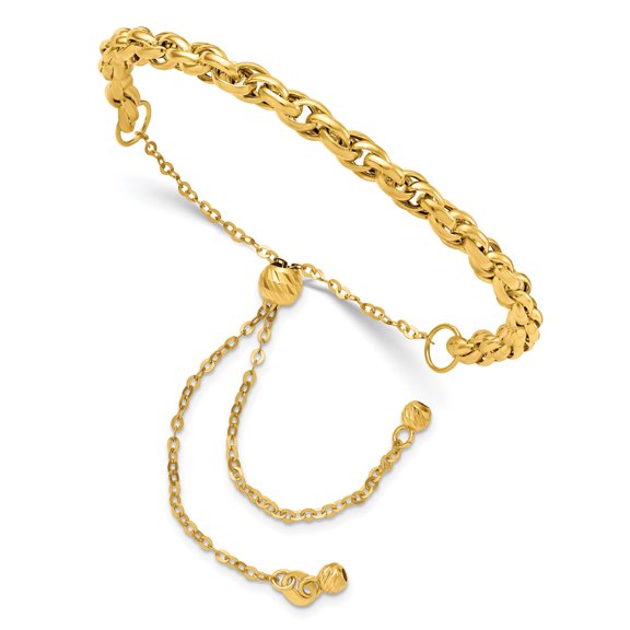 14k Yellow Gold Bracelet Fancy 5 mm in Polished Link Adjustable
