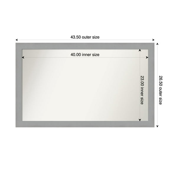 Amanti Art Custom Wall and Bathroom Mirror (26.5 x 43.5 in.), Brushed Nickel Frame