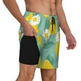 thumbnail image 3 of Picia Lemons Chamomile Flowers And Leaves pattern Mens Swim Trunks with Compression Liner Stretch Beach Shorts Quick Dry with Zipper Pockets No-Chafing Board Shorts-Large, 3 of 9