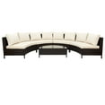 thumbnail image 6 of Holaki 5 Pieces All-Weather Brown PE Rattan Wicker Sofa Set Outdoor Patio Sectional Furniture Set Half-Moon Sofa Set with Tempered Glass Table, Beige, 6 of 9
