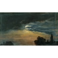 thumbnail image 2 of Johan Christian Dahl 14x10 Black Ornate Wood Framed Double Matted Museum Art Print Titled: Clouds in Moonlight (1849), 2 of 5