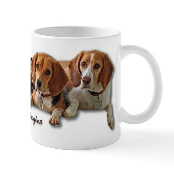CafePress - Two Beagles Mug - 11 oz Ceramic Mug - Novelty Coffee Tea Cup