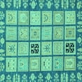 thumbnail image 1 of Ahgly Company Machine Washable Indoor Square Abstract Turquoise Blue Modern Area Rugs, 4' Square, 1 of 4