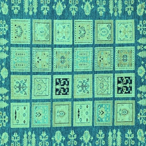 Ahgly Company Indoor Square Abstract Turquoise Blue Modern Area Rugs, 4' Square
