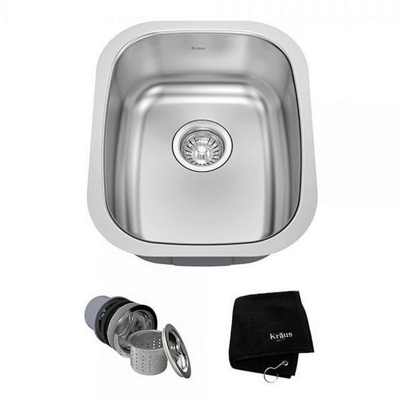 Kraus KBU16 18 inch Undermount Single Bowl 18 gauge Stainless Steel Kitchen Sink
