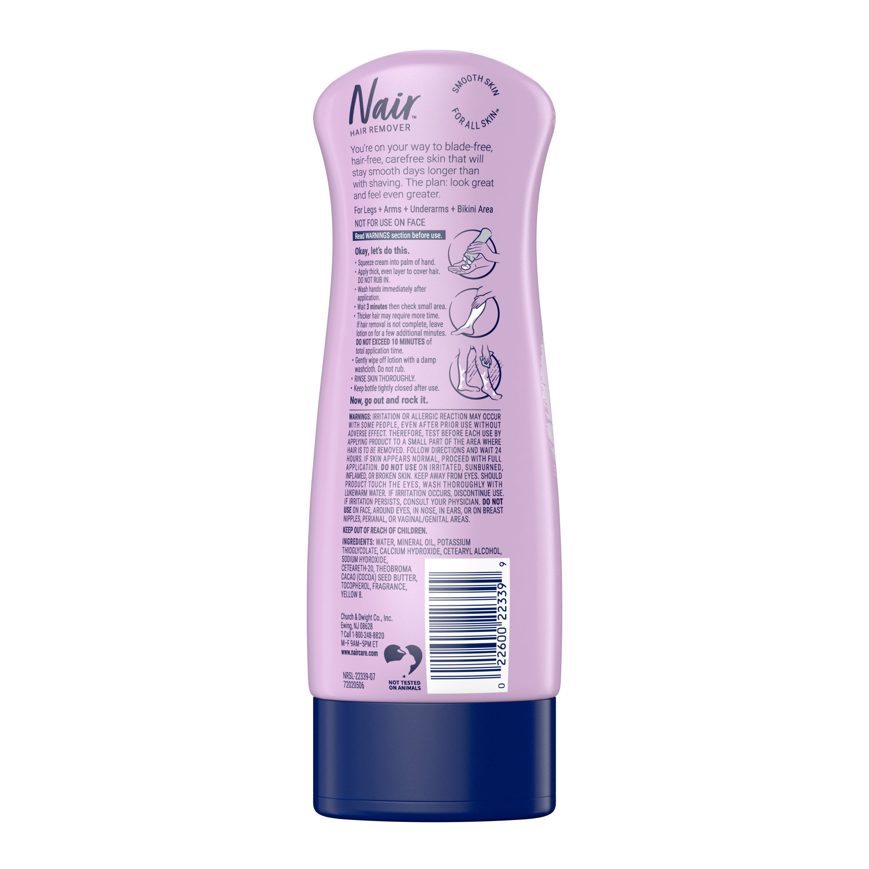 Nair Hair Removal Body Cream With Cocoa Butter and Vitamin E, Leg and Body  Hair Remover, 9 Oz Bottle 