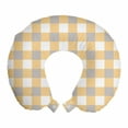 thumbnail image 1 of Vintage Travel Pillow Neck Rest, Old Fashioned Checkered Pattern in Shabby Colors Geometric Classical, Memory Foam Traveling Accessory Airplane and Car, 12", Orange White Cadet Blue, by Ambesonne, 1 of 2
