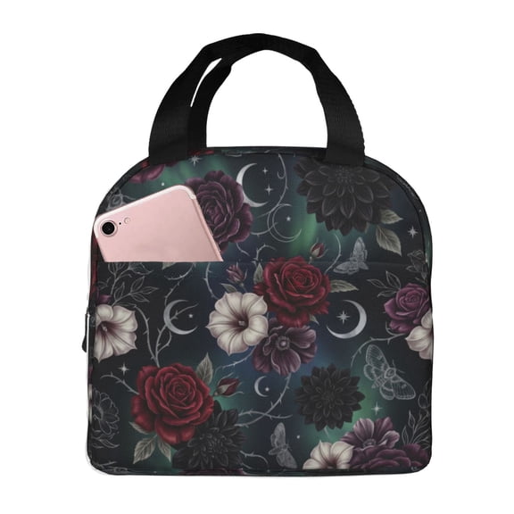 Boho Flower Lunch Bag Tropical Floral Insulated Lunch Box Reusable Portable Cooler Tote Bag For Women Men Work Picnic Office Travel