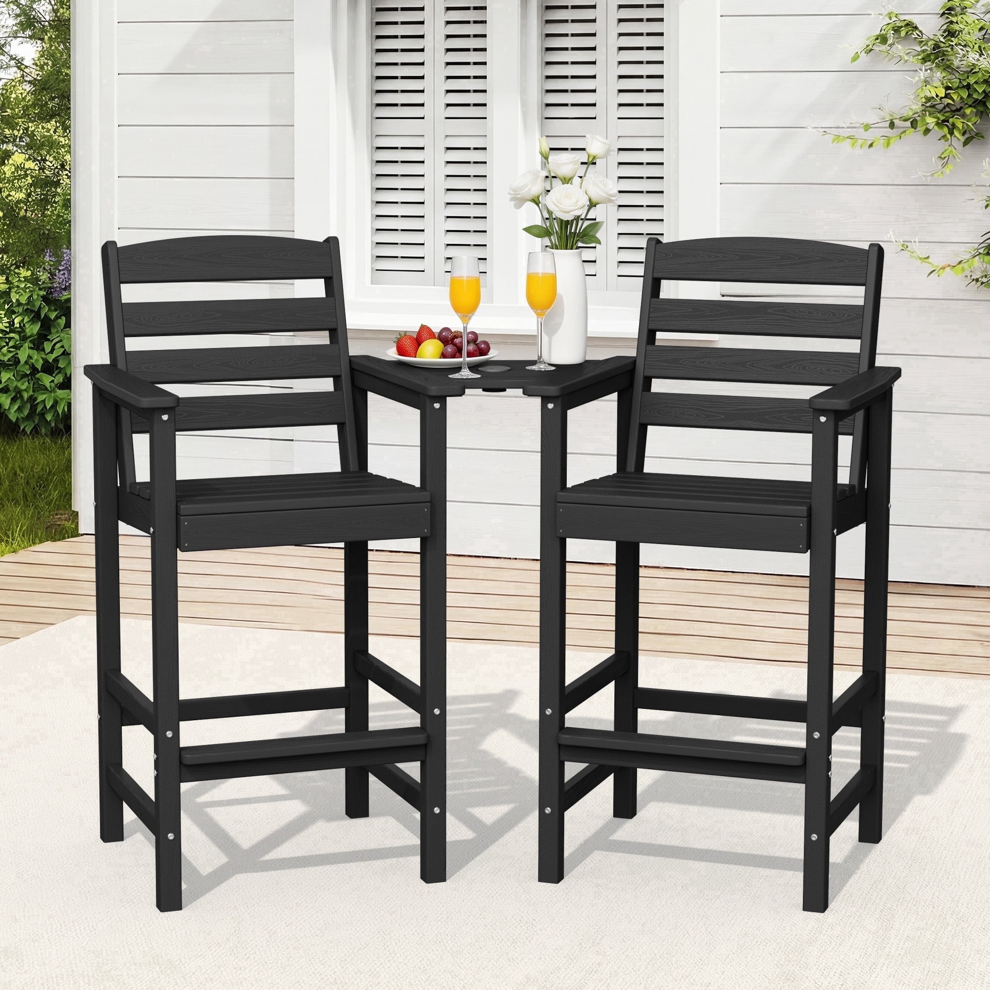 SERWALL, Tall Adirondack Chairs Set of 2 with Connecting Table