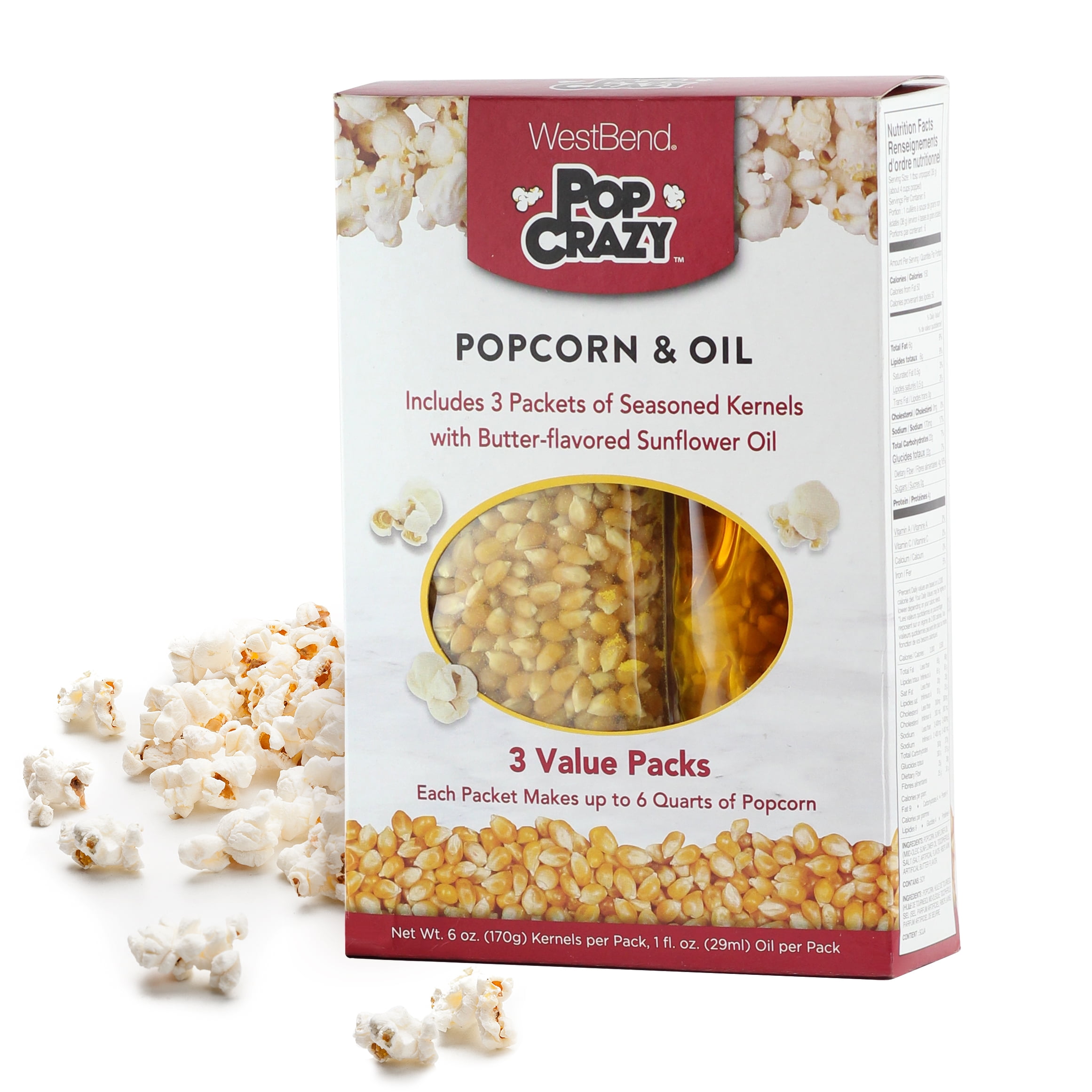 West Bend PC10518 Pop Crazy Popcorn and Sunflower Oil Makes Up to 6